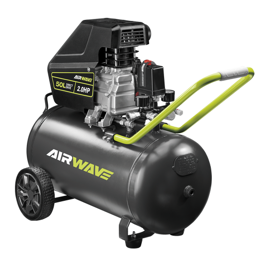 Ryobi Airwave Air Compressor 50L 2.0HP Metal Plastic Easy Move