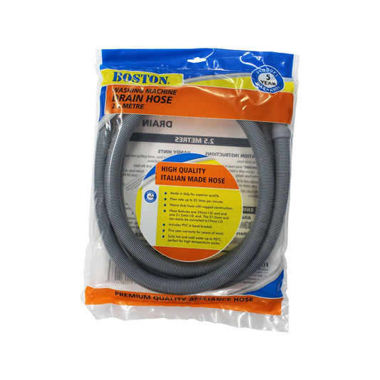 Boston 2.5m Corrugated Washing Machine & Dishwasher Drain Hose - Durable, Heavy-Duty – view 2 - Auzzistore