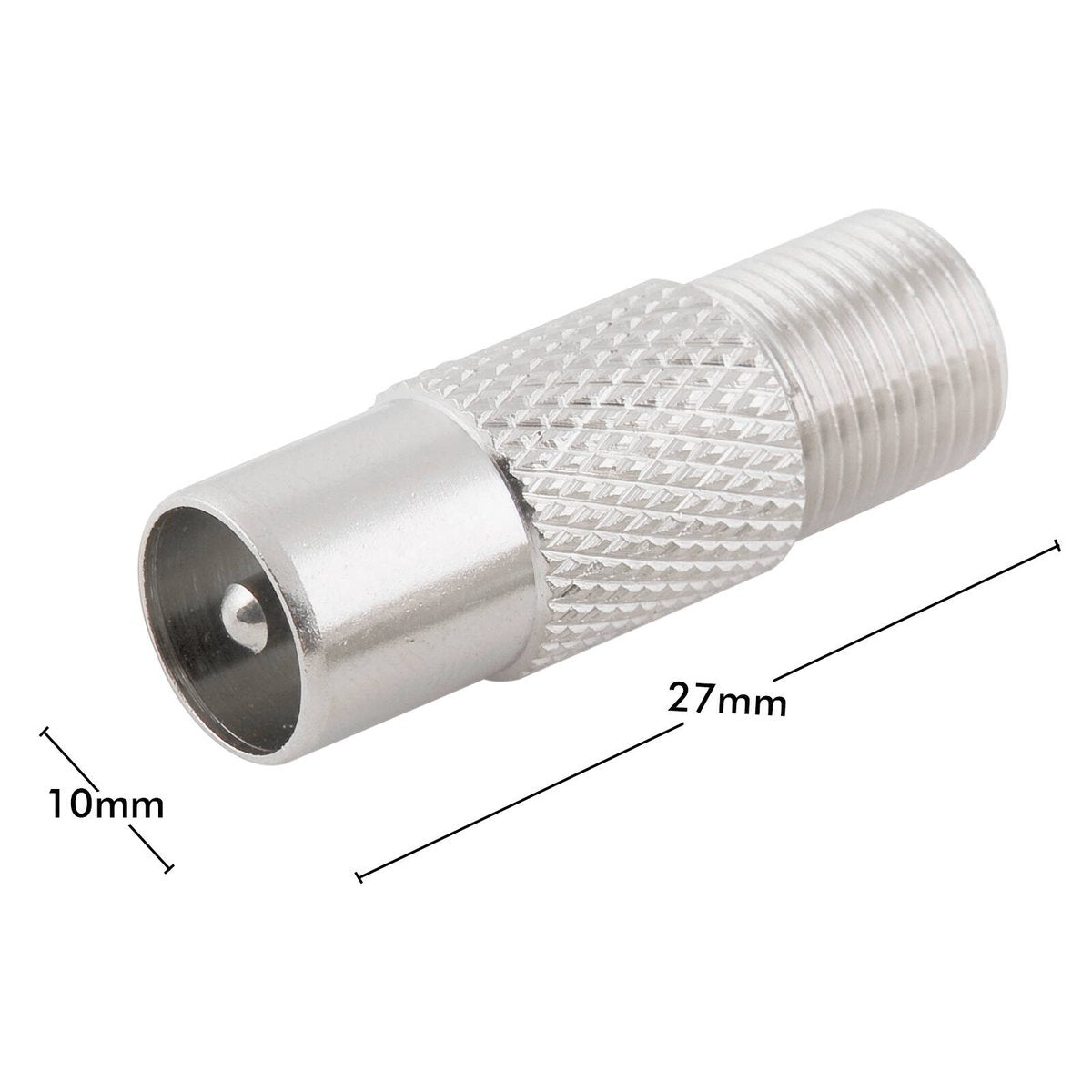 Antsig F Socket to Pal Plug - Coaxial Cable Joiner - 5mm x 27mm x 10mm - Durable