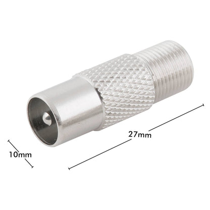 Antsig F Socket to Pal Plug - Coaxial Cable Joiner - 5mm x 27mm x 10mm - Durable