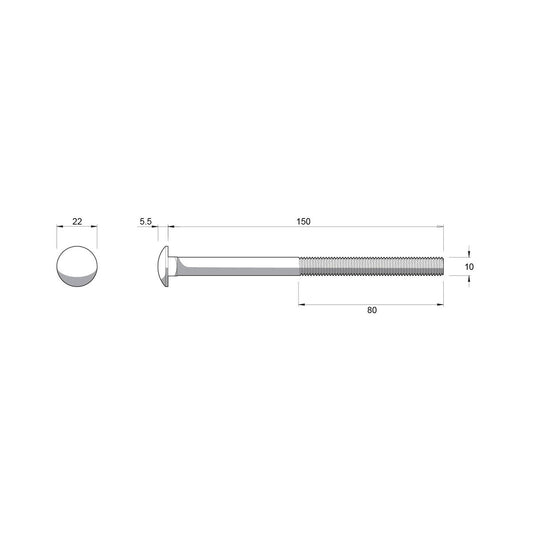 Zenith M10 x 150mm Hot Dipped Galvanised Black Cup Head Bolts & Nuts - 2 Pack - Rust Resistant, Secure Fit – view 2 - Auzzistore