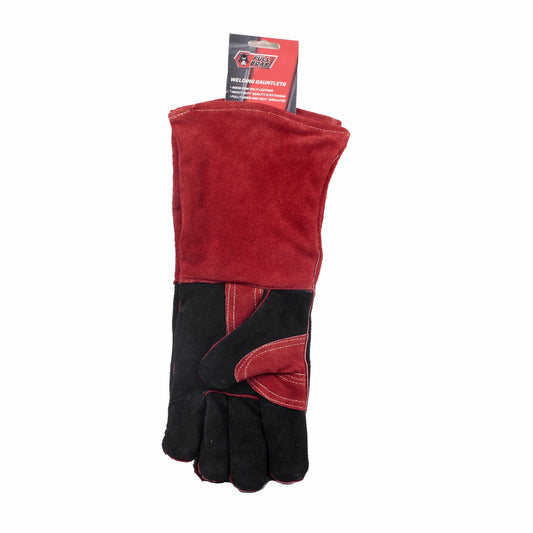 Full Boar 40cm Welding Glove - Split Cow Leather - Black/Red – view 2 - Auzzistore