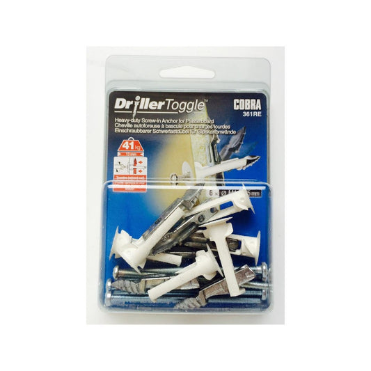 Cobra Driller Toggle Anchor Screws 4 x 75mm - 6 Pack - Self-Drilling - Auzzistore