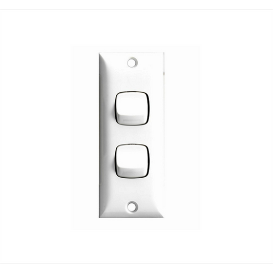 HPM 2 Gang Architrave Switch - 81mm x 32mm - ABS Plastic - Slim Design - Auzzistore