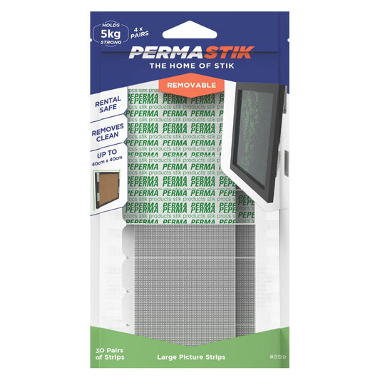 Permastik Large Picture Strips 30 Pairs - Self-Adhesive - Easy Hang