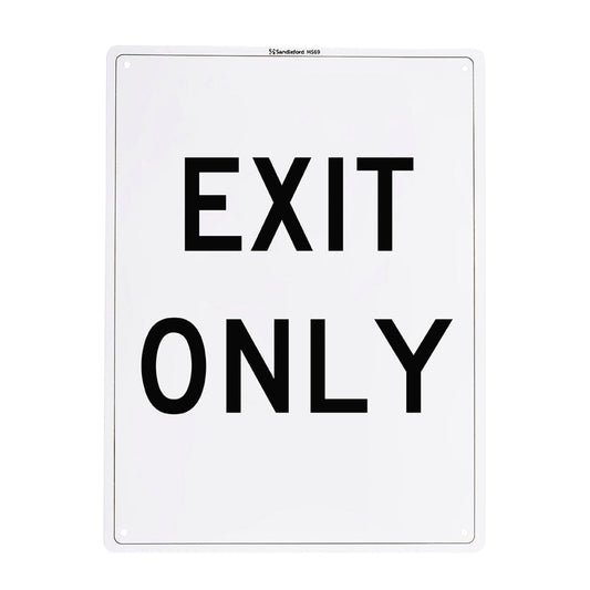 Sandleford Exit Only Plastic Sign - 300 x 225mm - White/Black - Auzzistore