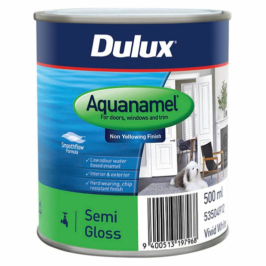 Dulux Aquanamel Semi Gloss - 500ml - Water Based - Non-Yellowing Finish - Auzzistore