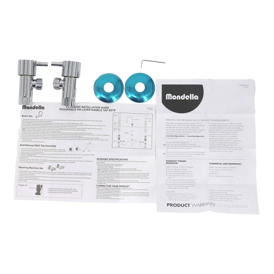 Mondella Chrome 1/4 Turn Pin Lever Washing Machine Set - 1245mm x 76mm x 245mm - Ergonomic Handles - Lead-Free – view 2
