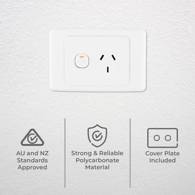 Deta Single Power Point - 10Amp - Polycarbonate - Standard Outlet