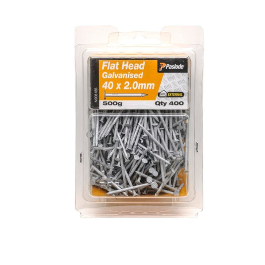 Paslode Galvanised Flat Head Nails 40 x 2mm 500g 400 Pack - Auzzistore