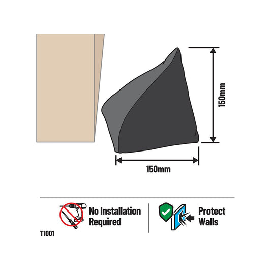 Adoored Fabric Door Stop - 150mm - Black - Decorative Design – view 2 - Auzzistore