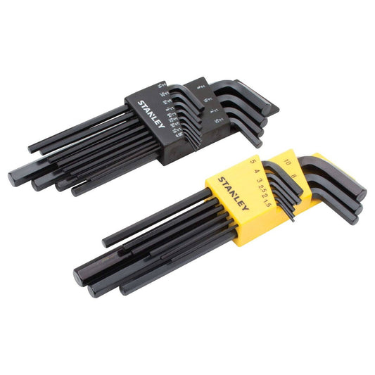 Stanley 22pce L Handle Hex Key Set - 190mm x 280mm x 40mm - Steel - Rust-Resistant