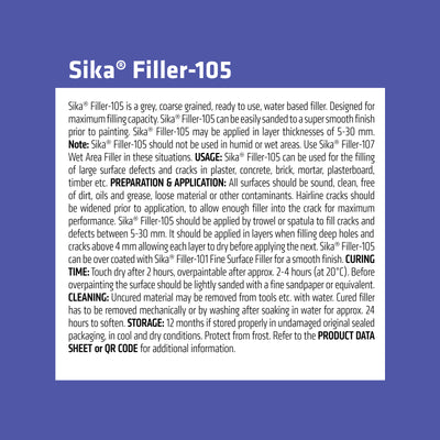 Sika 250ml Light Grey Filler 105 Coarse Surface Filler - Indoor Use