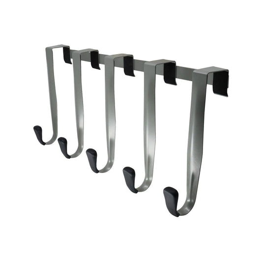 Adoored 5 Hooks Over the Door Hook Rack - 430mm x 210mm - Satin Chrome