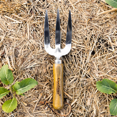Cyclone Stainless Steel Fork Hand Tool - 3 Tines - Ashwood Handle - Durable