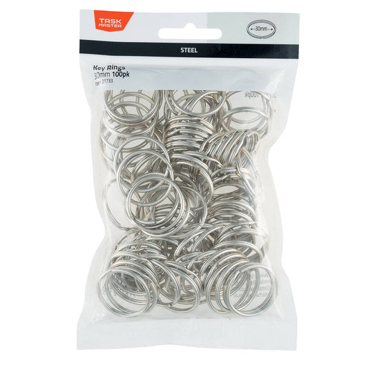 Taskmaster 30mm Key Ring - 100 Pack - Durable Steel - Easy Key Organisation – view 2