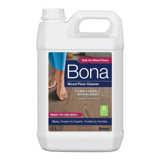 Bona Wood Floor Cleaner - 4L Refill - Water-Based, pH-Balanced, Fast-Drying