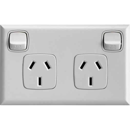 HPM Double Power Point - 73x117mm - ABS Plastic - Indoor Use - Auzzistore