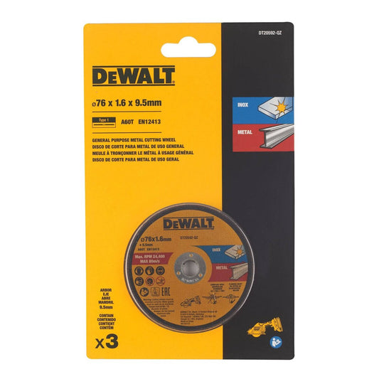 Dewalt Bonded Abrasive Cutting Disc 3 Pack - 76mm x 1.6mm - Inox – view 2 - Auzzistore