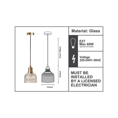Home Design Antica Pendant Light - Brass Look - 145mm - Glass - Stylish