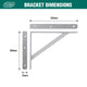 Carinya Heavy Duty Straight Stayed Bracket 250x200mm Steel White