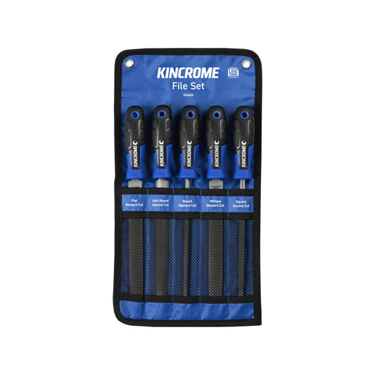 Kincrome File Set 200mm 5 Piece - Hardened Carbon Steel - Ergonomic Handles – view 2 - Auzzistore