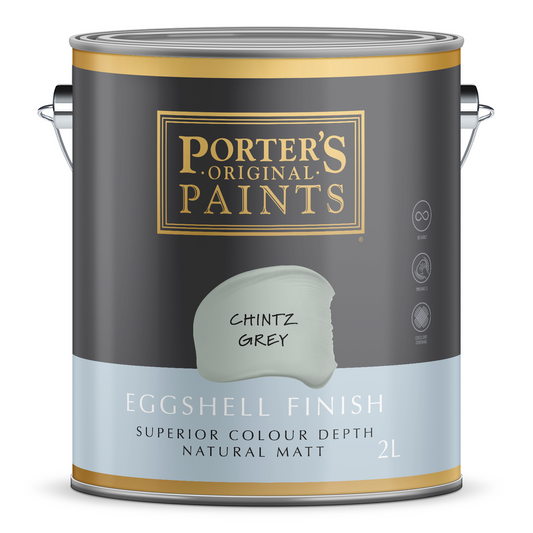 Porter S Broadwall Washable Paint 2L Chintz Grey 162mm x 156mm x 141mm - Auzzistore