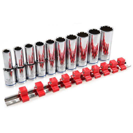 Trojan 10 Piece Deep Socket Rail Set 1/2" - 10mm to 24mm - Lifetime Warranty – view 2 - Auzzistore