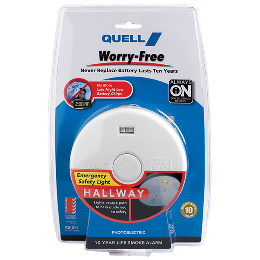 Quell Photoelectric Alarm 130mm PVC Escape Light Long Life Battery - Auzzistore
