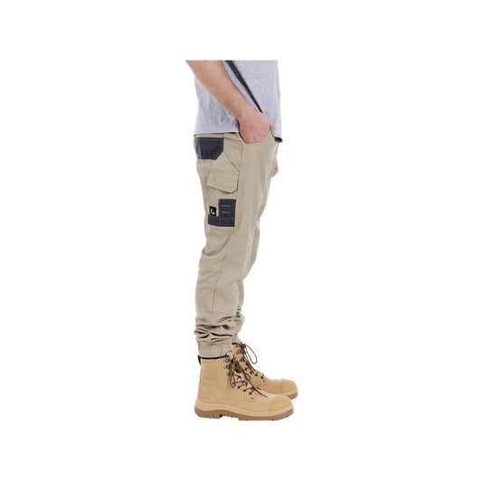 Tradie Mens Skinny Cuff Pants 102 - Khaki - 280 GSM - Flex Fabric - Cuffed Ankle – view 2 - Auzzistore