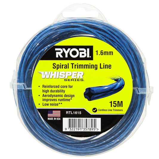 Ryobi Whisper Series Trimming Line 65mm x 15m - Green - Noise-Reducing - Auzzistore
