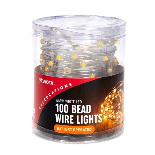 Lytworx Bead Wire Lights - 100 Pack - Battery Operated - Warm White - Auzzistore