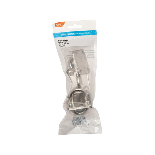 Taskmaster 8mm 316 Stainless Steel Square Eye Plate - 4 Pack - Corrosion Resistant - 50mm x 40mm x 8mm - Auzzistore