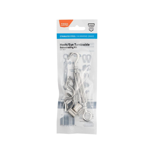 Taskmaster 5mm 316 Stainless Steel Hook Eye Balustrade Kit - Rust Resistant - Timber Fixing - Auzzistore