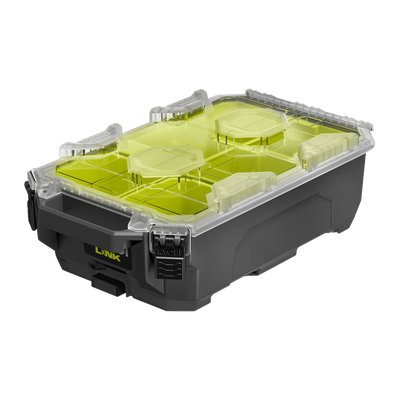 Ryobi Link Small Compact Parts Organiser - 267mm x 127mm x 508mm - IP65 Water Resistant - Detachable Bins