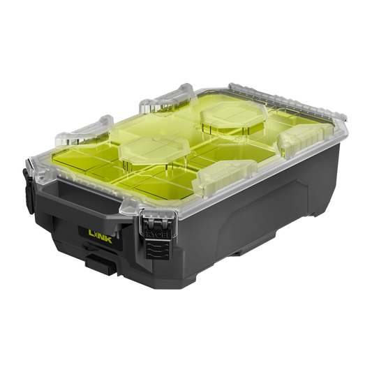 Ryobi Link Small Compact Parts Organiser - 267mm x 127mm x 508mm - IP65 Water Resistant - Detachable Bins