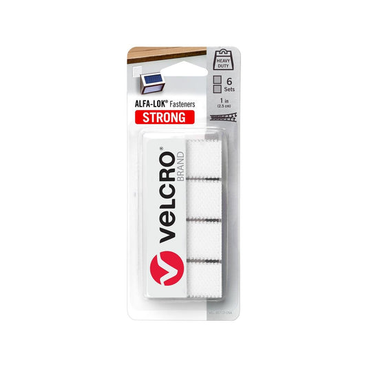 Velcro Brand 25mm White Squares Alfa Lok - 6 Pack - Strong Hold - White