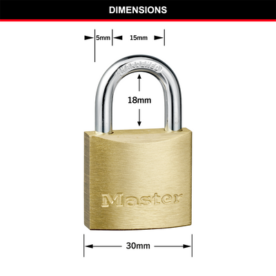 Master Lock 30mm Brass Keyed Padlock - Solid Brass - Cut Resistant