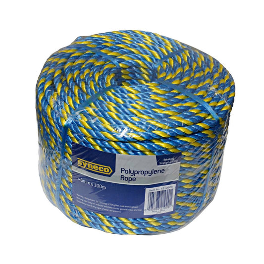Syneco Twisted Rope 6mm x 100m Polypropylene Lightweight Durable