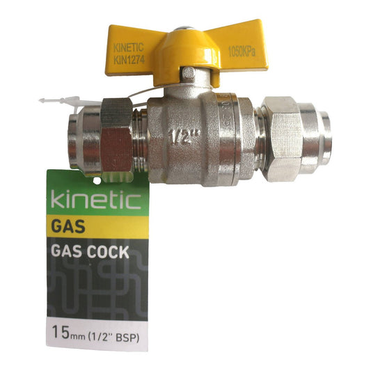 Kinetic 15mm Chrome Gas Cock - Gas Control Valve - Durable & Corrosion Resistant – view 2 - Auzzistore