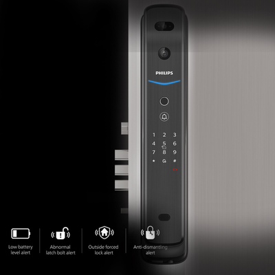 Philips Easykey Smart Mortise Door Lock - 3D Facial Recognition - Black - 80mm x 420mm
