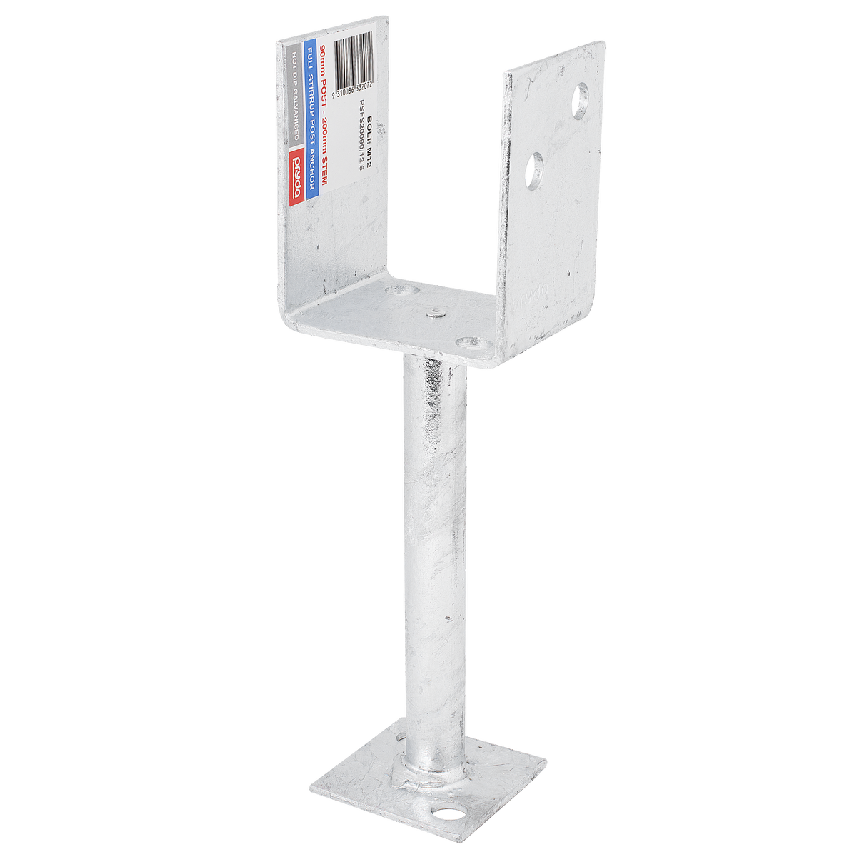 Pryda Full Stirrup Post Anchor 200x90mm M10 - Galvanised Steel - Durab ...