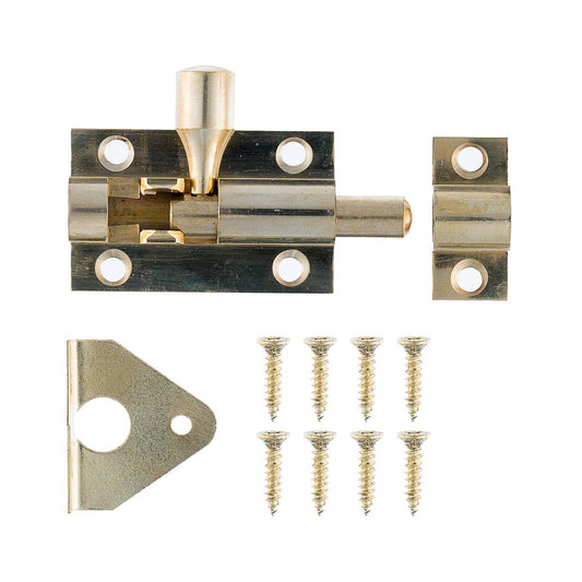 Taskmaster 38mm Polished Brass Barrel Bolt - Solid Brass Security Solution – view 2 - Auzzistore