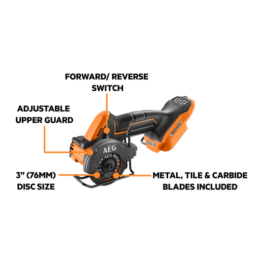 AEG Brushless Cut Off Tool - 3" - Skin Only - Compact & Lightweight – view 2 - Auzzistore