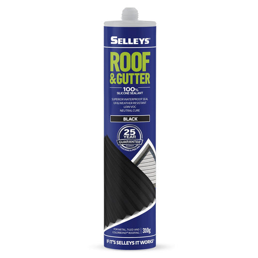 Selleys Roof and Gutter Silicone - 310g - Black - Waterproof Sealant - Auzzistore