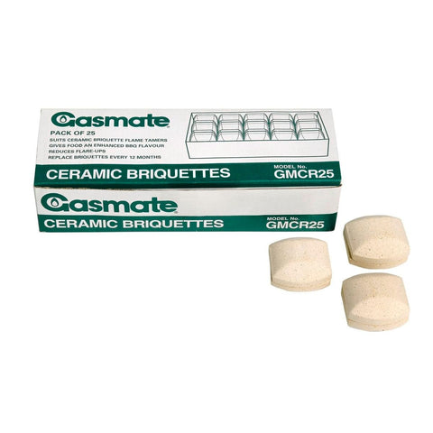 Gasmate Ceramic Bbq Briquette - 50mm x 50mm x 20mm - Ceramic - 25 Pack - Auzzistore