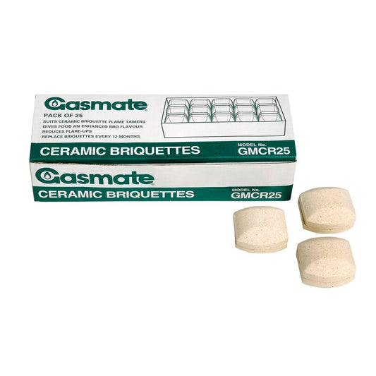 Gasmate Ceramic Bbq Briquette - 50mm x 50mm x 20mm - Ceramic - 25 Pack - Auzzistore