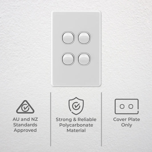 Deta S Line Gloss White Quad Vertical Wall Switch Gloss White – view 2 - Auzzistore