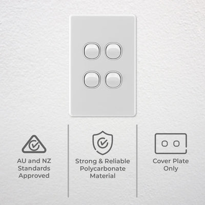 Deta S Line Gloss White Quad Vertical Wall Switch Gloss White