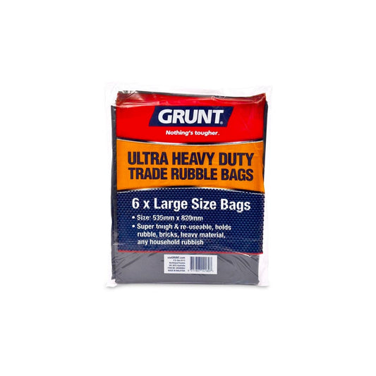 Grunt Rubble Bags - 44L - Polythene - Super Tough - 6 Pack